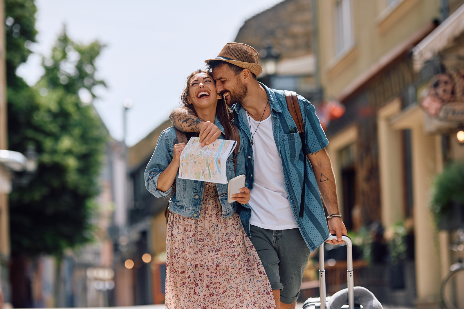 couple walking downtown Gatlinburg strip